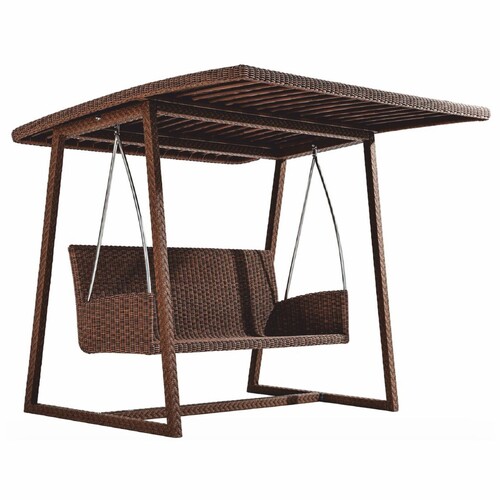 Casa Padrino Luxus Hollywoodschaukel mit Sonnendach Dunkelbraun 226 cm - Garten M�bel