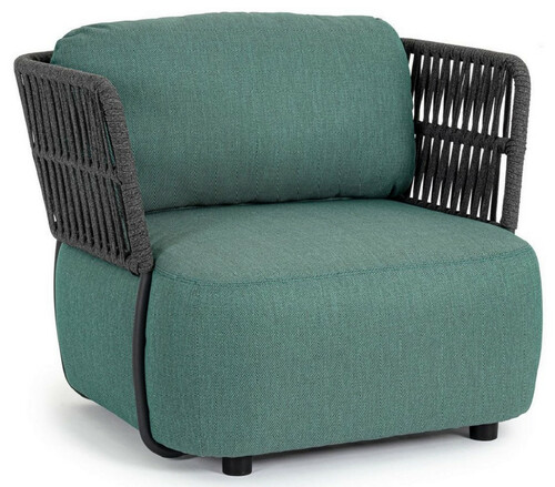 Casa Padrino Luxus Gartensessel Gr�n / Grau / Schwarz 92 x 86 x H. 79 cm - Wetterbest�ndiger Garten Sessel - Terrassen Sessel - Garten M�bel - Terrassen M�bel - Outdoor M�bel