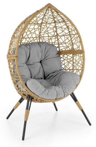 Casa Padrino Gartensessel Hellgrau / Naturfarben / Schwarz H. 150 cm