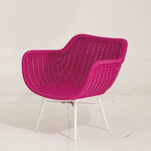 Casa Padrino Luxus Gartensessel Pink / Wei� - Luxus Garten & Terrassen M�bel