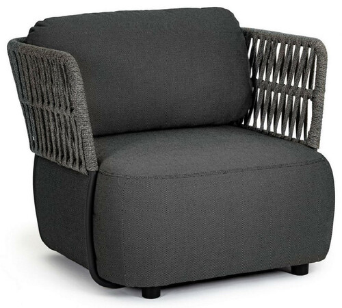 Casa Padrino Luxus Gartensessel Anthrazit / Grau / Schwarz 92 x 86 x H. 79 cm - Wetterbest�ndiger Garten Sessel - Terrassen Sessel - Garten M�bel - Terrassen M�bel - Outdoor M�bel