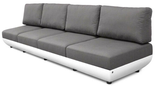 Casa Padrino Luxus Gartensofa Matt Wei� / Dunkelgrau 330 x 95 x H. 90 cm - Wetterbest�ndiges Garten Terrassen Sofa mit verstellbaren R�ckenlehnen - Hotel M�bel - Luxus Qualit�t