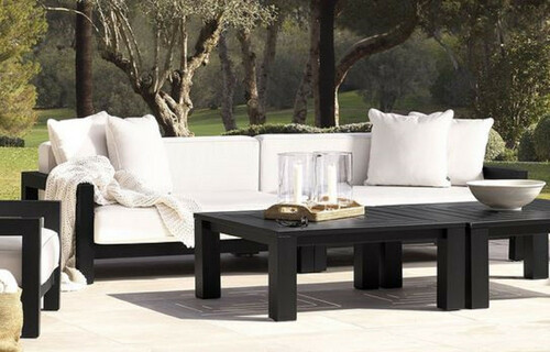 Casa Padrino Luxus Gartensofa Schwarz / Wei� 273,5 x 100 x H. 72 cm - Wetterbest�ndiges Garten Terrassen Sofa mit Kissen - Hotel M�bel - Luxus Qualit�t