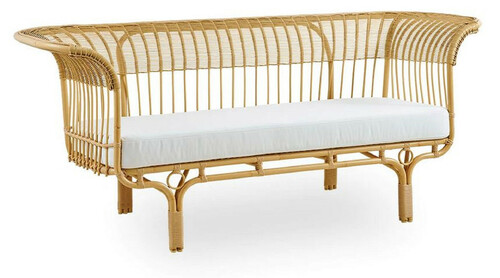 Casa Padrino Luxus Gartensofa mit Sitzkissen Naturfarben / Hellgrau 193 x 76 x H. 81 cm - Wetterbest�ndiges Garten & Terrassen Sofa - Garten & Terrassen M�bel - Luxus Qualit�t