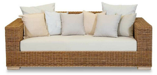 Casa Padrino Luxus Gartensofa Braun / Creme / Mehrfarbig 200 x 90 x H. 70 cm - Wetterbest�ndiges Sofa mit Kissen - Pool M�bel - Garten M�bel - Hotel M�bel - Luxus M�bel - Made in Italy