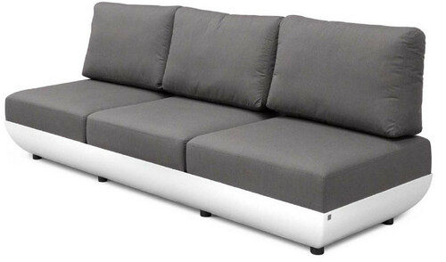 Casa Padrino Luxus Gartensofa Matt Wei� / Dunkelgrau 250 x 95 x H. 90 cm - Wetterbest�ndiges Garten Terrassen Sofa mit verstellbaren R�ckenlehnen - Hotel M�bel - Luxus Qualit�t