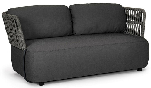 Casa Padrino Luxus Gartensofa Anthrazit / Grau / Schwarz 167 x 86 x H. 79 cm - Wetterbest�ndiges Garten Sofa - Terrassen Sofa - Garten M�bel - Terrassen M�bel - Outdoor M�bel