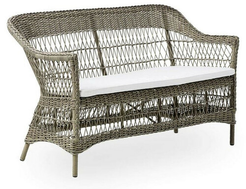 Casa Padrino Luxus Gartensofa mit Sitzkissen Antik Grau / Wei� 134 x 66 x H. 86 cm - Wetterbest�ndiges Garten & Terrassen Sofa - Garten & Terrassen M�bel - Luxus Qualit�t