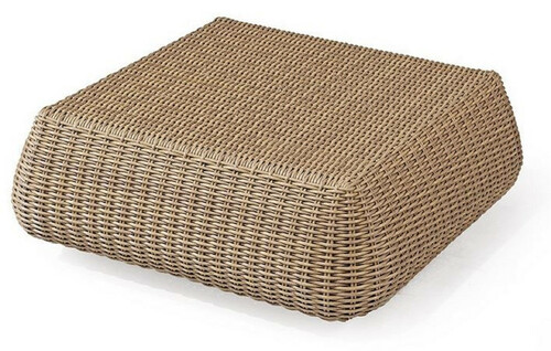 Casa Padrino Luxus Gartentisch Naturfarben 82 x 82 x H. 30 cm - Handgewebter Wetterbest�ndiger Couchtisch - Garten Terrassen Tisch M�bel - Luxus Kollektion