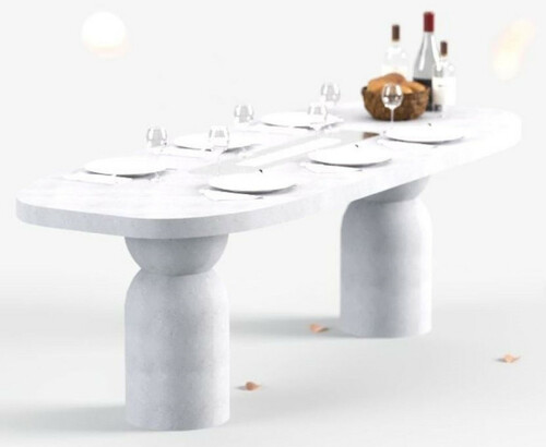 Casa Padrino Luxus Esstisch mit Bioethanol Kamin 240 x 110 x H. 75 cm - Verschiedene Farben - Esszimmertisch - Gartentisch - Esszimmer M�bel - Garten M�bel - Luxus M�bel - Luxus Einrichtung 