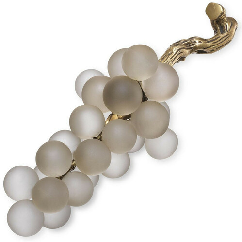 Casa Padrino Luxus Glas Deko Objekt Weintrauben Wei� / Vintage Messingfarben 50 x 20 x H. 20 cm - B�ro Schreibtisch Wohnzimmer Deko Accessoires