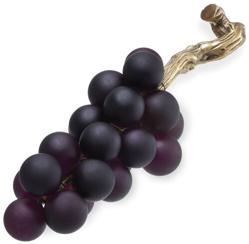 Casa Padrino Luxus Glas Deko Objekt Weintrauben Lila / Vintage Messingfarben 50 x 20 x H. 20 cm - B�ro Schreibtisch Wohnzimmer Deko Accessoires
