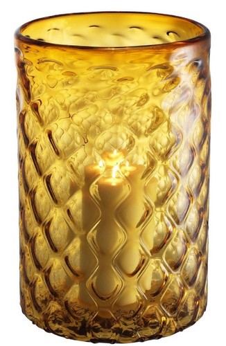Casa Padrino Luxus Glas Kerzenleuchter Gelb  27 x H. 44 cm - Hotel & Restaurant Deko Accessoires
