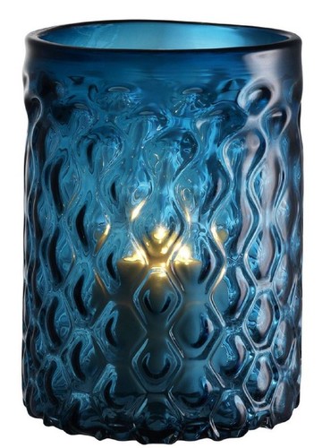 Casa Padrino Luxus Glas Kerzenleuchter Blau  20 x H. 28 cm - Hotel & Restaurant Deko Accessoires