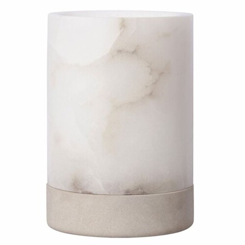 Casa Padrino Luxus Kerzenleuchter Alabaster / Grau H. 28 cm - Luxus Accessoires