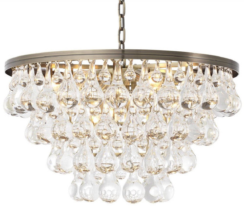 Casa Padrino Luxus Glas Kronleuchter Messingfarben  65 x H. 41 cm - Edler Wohnzimmer Kronleuchter - Luxus Qualit�t