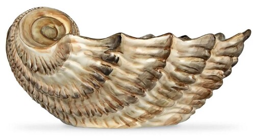 Casa Padrino Luxus Keramik Sch�ssel in Muschelform Braun / Wei� 37 cm - Made in Italy