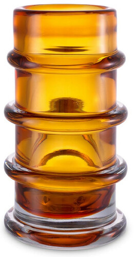 Casa Padrino Luxus Glas Vase Bernstein  16 x H. 29,5 cm - Mundgeblasene Blumenvase - Runde Deko Blumenvase - Deko Accessoires - Deko Glas Vasen - Luxus Accessoires