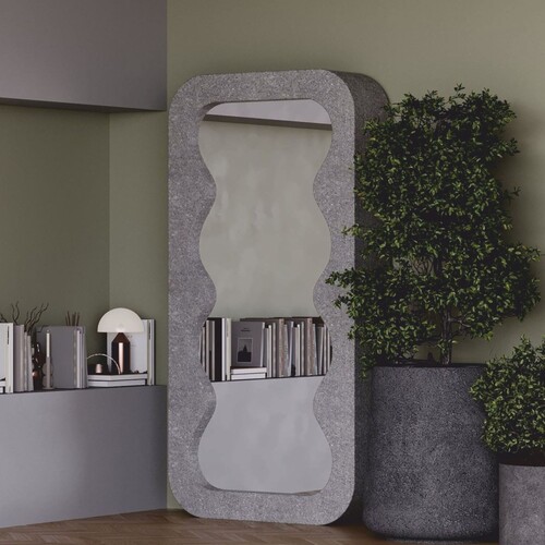 Casa Padrino Luxus Gussbeton Standspiegel Grau 100 x H. 200 cm - Hotel & Garten M�bel