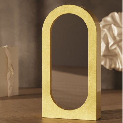 Casa Padrino Luxus Gussbeton Standspiegel Gelb 100 x H. 200 cm - Hotel & Garten M�bel