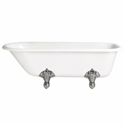 Casa Padrino Jugendstil Badewanne Wei� / Silber 170 cm - Freistehende Gusseisen Badewanne