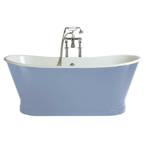 Casa Padrino Luxus Gusseisen Badewanne Hellblau / Wei� 170 x 68 x H. 69.5 cm - Gebogene freistehende Badewanne - Barock & Jugendstil Badezimmer M�bel