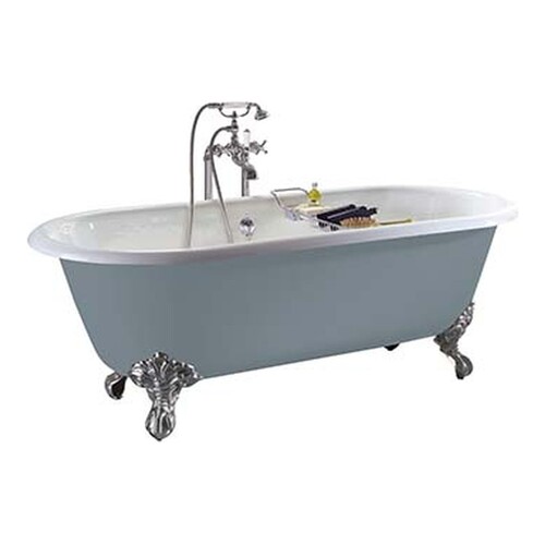 Casa Padrino Luxus Gusseisen Badewanne Wei� 154 cm - Freistehende Doppelend Badewanne mit Klauenf��en - Luxus Badezimmer M�bel
