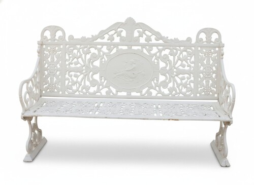 Casa Padrino Luxus Gusseisen Gartenbank Antik Wei� 100 x 52 x H. 120 cm - Prunkvolle Sitzbank im Viktorianischen Stil - Garten Terrassen M�bel