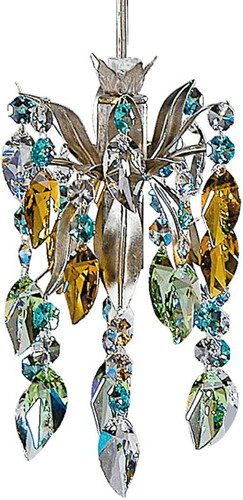 Casa Padrino Luxus LED H�ngeleuchte Silber / Mehrfarbig  12 x H. 17 cm - Moderner Metall H�ngelampe mit Swarovski Kristallglas - Luxus Kollektion