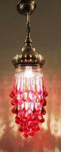 Casa Padrino Luxus H�ngeleuchte Bronze / Rot  17 x H. 65 cm - Runde Wohnzimmer H�ngelampe - Wohnzimmer H�ngeleuchten - Luxus H�ngeleuchten - Luxus Deko Leuchten