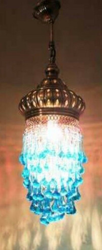 Casa Padrino Luxus H�ngeleuchte Bronze / Blau  22 x H. 75 cm - Runde Wohnzimmer H�ngelampe - Wohnzimmer H�ngeleuchten - Luxus H�ngeleuchten - Luxus Deko Leuchten