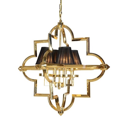Casa Padrino Luxus H�ngeleuchte Gold / Schwarz 68 x 68 x H. 72 cm - Pendelleuchte mit 4 Lampenschirmen