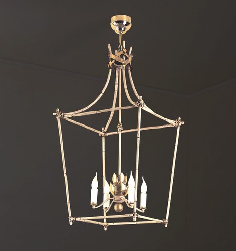 Casa Padrino Luxus H�ngeleuchte Laterne Elfenbein  55 x H. 100 cm - Handgefertigte Laterne aus Schmiedeeisen - Luxus Kollektion - Edel & Prunkvoll