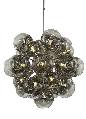Casa Padrino Luxus H�ngeleuchte Rauchglas / Silber  81 x H. 76 cm - Pendelleuchte mit Glaskugeln