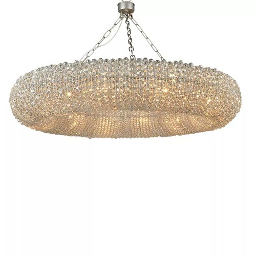 Casa Padrino Luxus H�ngeleuchte Silber  100 x H. 65 cm - Runde Kristallglas Pendelleuchte