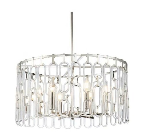 Casa Padrino Luxus H�ngeleuchte Silber  60 x H. 31 cm - Runde Pendelleuchte mit Glasgliedern