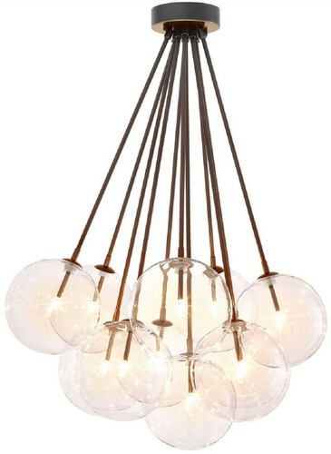 Casa Padrino Luxus Halogen Deckenleuchte Bronzefarben  66 x H. 94,5 cm - Dimmbare Deckenlampe mit runden Glas Lampenschirmen - Luxus Qualit�t