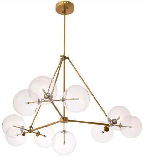 Casa Padrino Luxus Halogen Kronleuchter Antik Messing  140 x H. 90 cm - Wohnzimmer Kronleuchter mit runden Glas Lampenschirmen - Hotel Kronleuchter - Restaurant Kronleuchter - Luxus Qualit�t