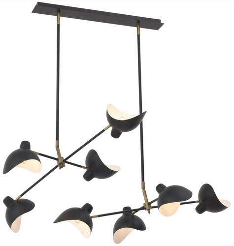 Casa Padrino Designer Kronleuchter Schwarz / Antik Messingfarben 152 x 100 x H. 140 cm - Eleganter Kronleuchter im 50er Jahre Stil mit verstellbaren Armen - Luxus Kollektion