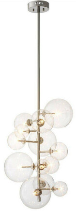 Casa Padrino Luxus Halogen Kronleuchter Silber 26 x 26 x H. 71 cm - Moderner Kronleuchter mit runden Glas Lampenschirmen - Luxus Kollektion