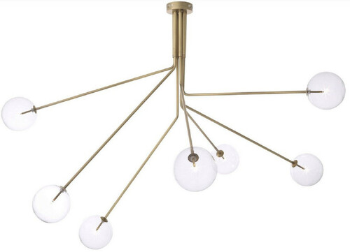 Casa Padrino Luxus Halogen Kronleuchter Antik Messingfarben 192 x 192 x H. 85 cm - Moderner dimmbarer Kronleuchter mit runden Glas Lampenschirmen - Luxus Kollektion