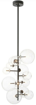 Casa Padrino Luxus Halogen Kronleuchter Bronzefarben 26 x 26 x H. 71 cm - Moderner Kronleuchter mit runden Glas Lampenschirmen - Luxus Kollektion