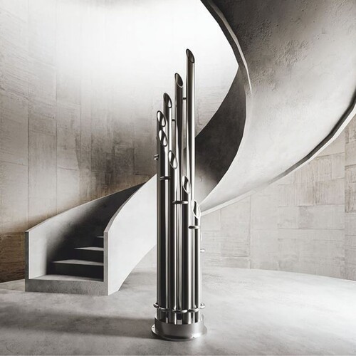 Casa Padrino Luxus Heizung Silber H. 190 cm - Freistehender Edelstahl Heizk�rper