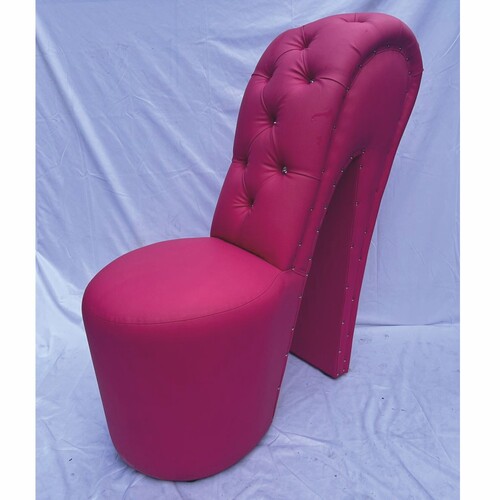 Casa Padrino Luxus High Heel Kunstleder Sessel mit Glitzersteinen Pink H. 100 cm