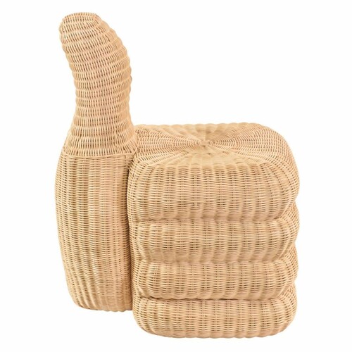 Casa Padrino Luxus Rattan Hocker Naturfarben H. 77 cm - Wohnzimmer & Hotel M�bel