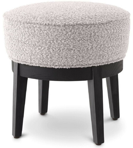 Casa Padrino Luxus Hocker Grau / Schwarz  45,5 x H. 47 cm - Runder Wohnzimmer Sitzhocker - Moderner Rundhocker - Luxus M�bel