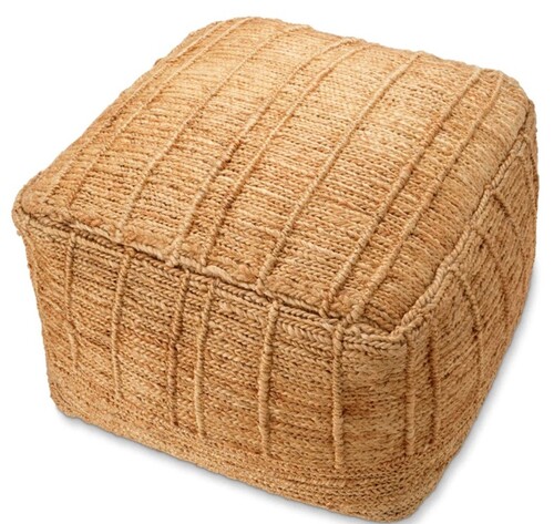 Casa Padrino Luxus Hocker aus Natur Jute 60 x 60 x H. 40 cm - Wohnzimmer Sitzhocker - Luxus M�bel