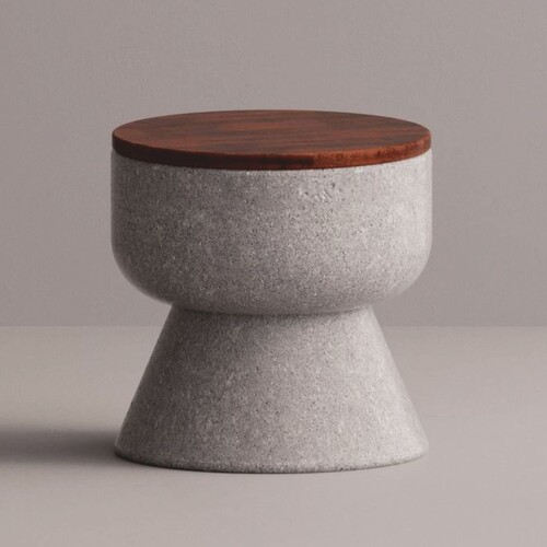 Casa Padrino Luxus Hocker Grau / Dunkelbraun  50 x H. 50 cm - Beton M�bel