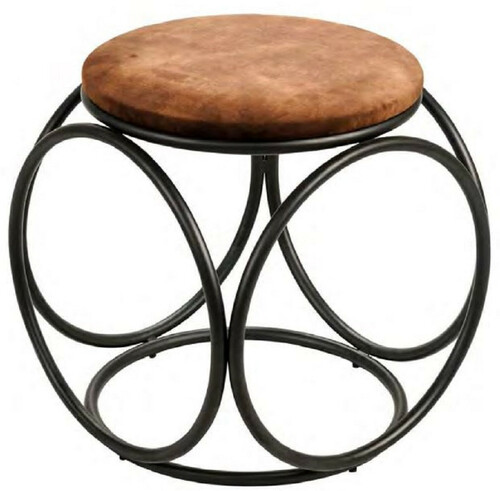 Casa Padrino Luxus Hocker Braun / Schwarz 50 x 50 x H. 50 cm - Gepolsteter Sitzhocker mit Metallgestell - Wohnzimmer M�bel - Luxus Kollektion