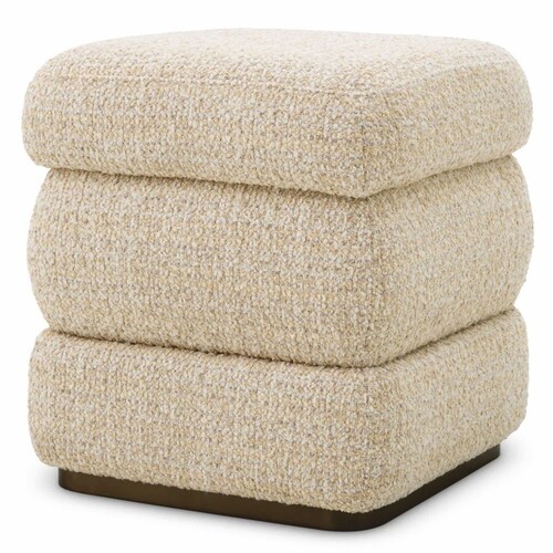 Casa Padrino Luxus Hocker Beige / Bronze H. 52 cm - Luxus Hotel M�bel